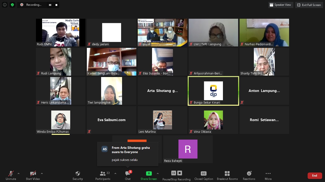 Para Jurnalis Lampung-Bengkulu Gabung dalam Zoom Meeting Yang Digelar DJP Bengkulu-Lampung