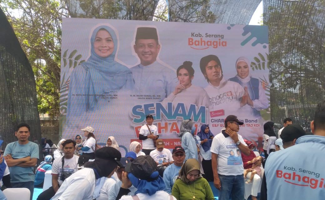 Senam Bahagia Calon Bupati dan Wakil Bupati Kab.Serang, Bersama Carli Setia band Sekaligus Sapa Warga Masyarakat Anyer.