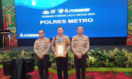 SAT LANTAS POLRES METRO, MERAIH 3 (TIGA) PENGHARGAAN BERGENGSI PADA RAKERNIS FUNGSI LALU LINTAS TAHUN 2024