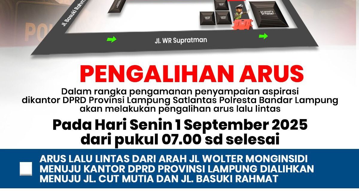 Aksi di DPRD Lampung, Satlantas Alihkan Arus Lalu Lintas dan Imbau Warga Tunda Perjalanan