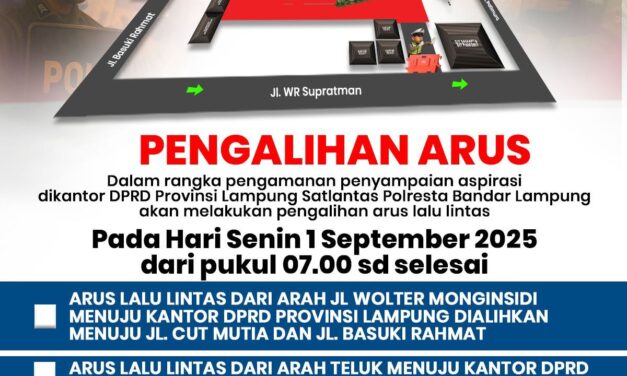 Aksi di DPRD Lampung, Satlantas Alihkan Arus Lalu Lintas dan Imbau Warga Tunda Perjalanan