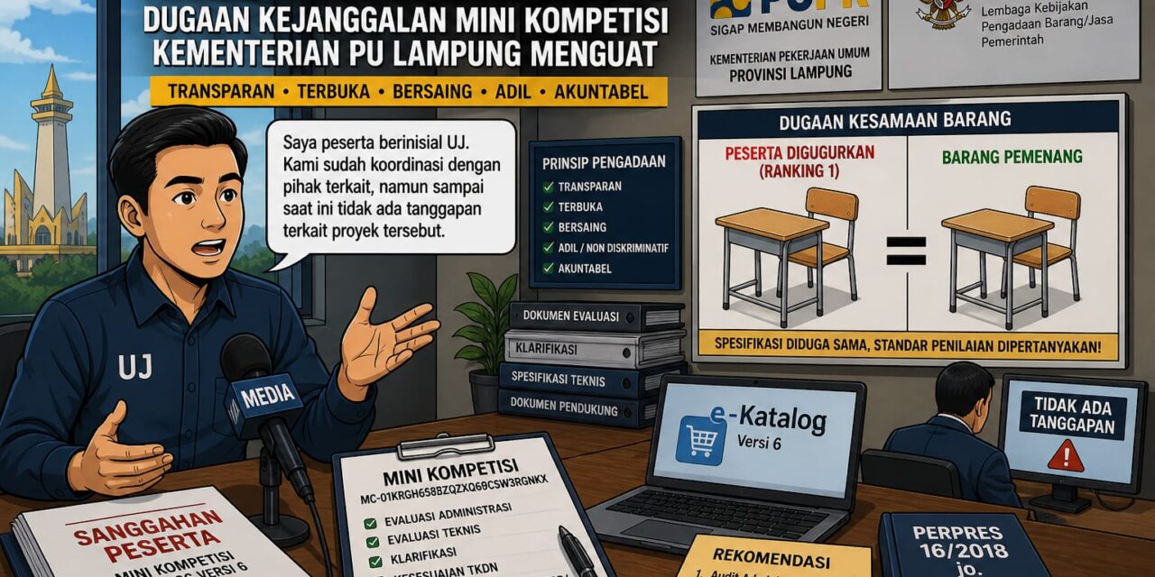 Ranking 1 Digugurkan, Barang Pemenang Diduga Sama: Dugaan Kejanggalan Mini Kompetisi Ditjen Prasarana Strategis Kementerian PU di Lampung Menguat
